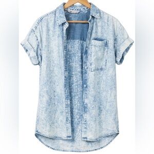 SO Blue Button Down Shirt Casual Top